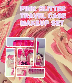 Pink glitter makeup bag